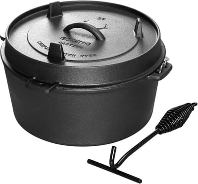 Pre-Seasoned Gietijzeren Camping Oven Pot met Deksel - 6QT
