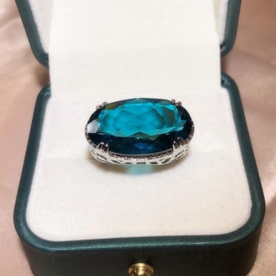 Zilver Mode Nieuw Voor Dames Feest Lichtblauw Grote Edelsteen Ring Feest Bruiloft Sieraden Cadeau 9 black