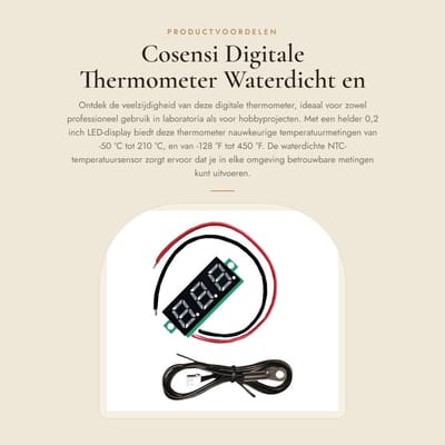 Dailygoods- Digitale Thermometer NTC - Temperatuursensor - Metalen Probe - Meetbereik -50℃ tot 210℃ - 0,2 Inch Display - Nauwkeurigheid 0,1℃