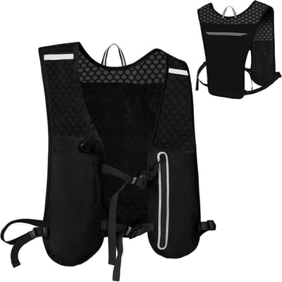 Sportvest - Sportrugzak - Wandelrugzak - Lichtgewicht Hydratatie Hardloopvest - Ademend & Reflecterend - Voor Dames en Heren - Marathon, Trailrun, Fietsen en Wandelen - Zwart