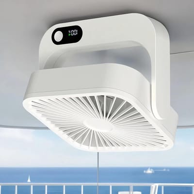 carmdering - Magnetische Cruise Goedgekeurde Ventilator - Draagbare Reisventilator - Compacte Cabine Ventilator - Sterke Magnetische Basis - 5000mAh Oplaadbare Batterij - Duurzaam ABS Plastic - Fluisterstil Geluidsniveau - 1 Stuk