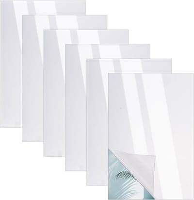 Dubbelzijdige spiegels van glas, rechthoekige acrylspiegelbladen, 30 x 20 cm, zelfklevende spiegels voor wanddecoratie en creatieve projecten, set van 6 stuks