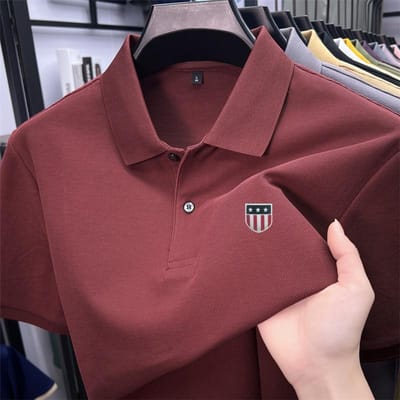Heren Poloshirt Hoge Kwaliteit Kraag Vlag Print Korte Mouw T-shirt Zomer Mode Trend Herenkleding L black