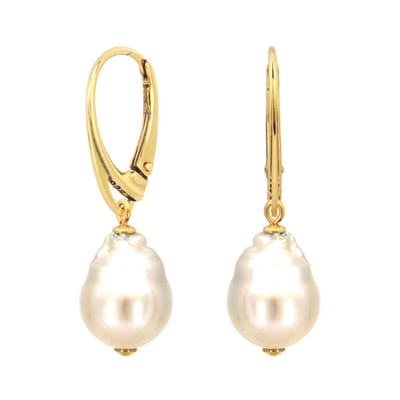 ARLIZI 2155 Oorbellen witte barok parel hanger - verguld - 3,5 cm