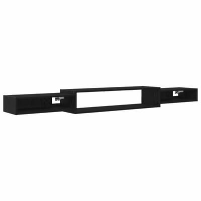 vidaXL - Wand - gemonteerd - TV - Kast - Muurmontage - Zwart - eiken - Bewerkt - hout