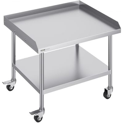 VEVOR roestvrijstalen werktafel, commerciële werktafel voor voedselbereiding met 4 wielen, zwenkwielen, spatbescherming aan 3 zijden, 762 x 914 x 762 mm, werktafel voor restaurants en hotels