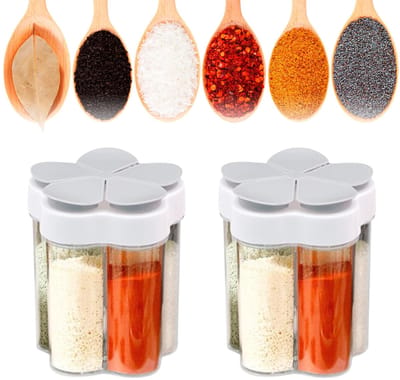 Dailygoody - 5-in-1 kruidenstrooier - Camping kruidenstrooier - Draagbaar en hygiënisch - Grijs - Specerijen opbergdozen - Geschikt voor keuken en grill