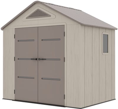 Vente-unique Tuinhuis van beige en bruine hars HDPE 4,5 m² met vloer - dikte 22 mm - ANTEVA