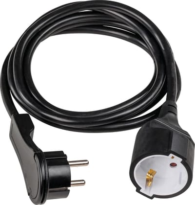 Verlengsnoer met Platte Koppeling 230V Zwart - Compact en Sterk