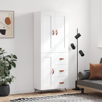 vidaXL - Hoge - kast - 69,5x34x180 - cm - bewerkt - hout - wit