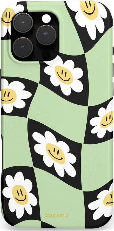 Casetastic Hoesje Geschikt voor Apple iPhone 16 Pro Max Magsafe - Stijlvolle Beschermende Duo-layer Case - Golvende madeliefjes
