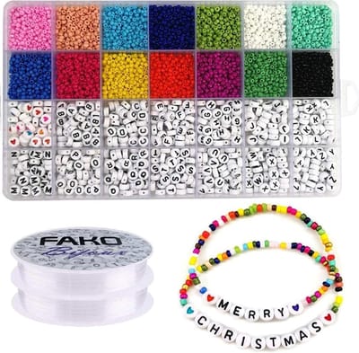 Fako Bijoux® - DIY Kralen Set Basic - Letterkralen & Glas Zaad Kralen - Glaszaad - Sieraden Maken - Hobby - Kralenset - Kralendoos - 3mm - 5000 Stuks