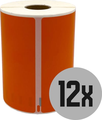 DULA Dymo Compatible labels - Oranje - S0904980 - Grote verzendetiketten - 12 rollen - 104 x 159 mm - 220 labels per rol