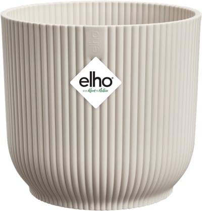 Elho Vibes Fold Rond 16 - Bloempot voor Binnen - 100% Gerecycled Plastic - Ø 16.1 x H 14.8 cm - Linen white
