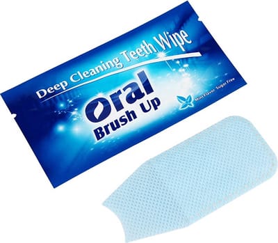 Oral Brush Up Vingerpoetsdoekjes – 100 stuks – Wegwerp Tandenreinigingsdoekjes voor Onderweg & Tanden Bleken
