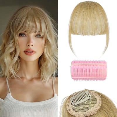 Natuurlijke Clip-in Pony voor Dames - 100% Echte Mensenhaar met Luchtige en Gebogen Bangs voor een Stijlvolle Look