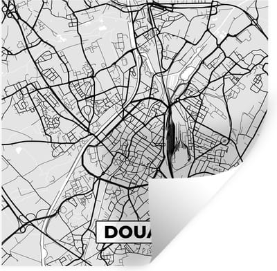 Muurstickers - Sticker Folie - Kaart - Stadskaart - Douai - Plattegrond - Frankrijk - 100x100 cm - Plakfolie - Muurstickers Kinderkamer - Zelfklevend Behang XXL - Zelfklevend behangpapier - Stickerfolie