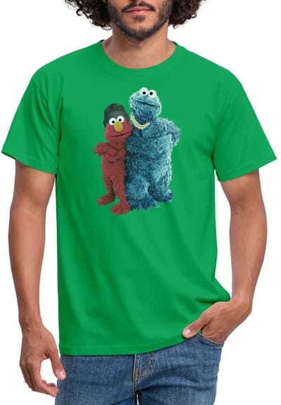 Sesamstraat Gangster Elmo Koekiemonster T-Shirt Heren