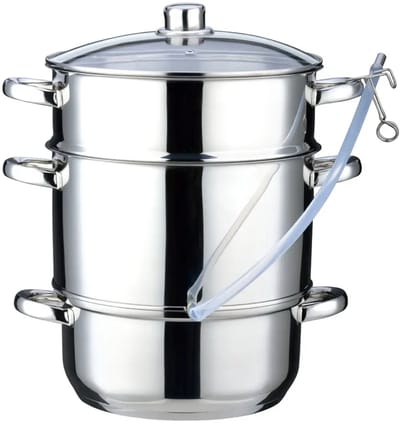Klausberg Stoomsapcentrifuge - Steam Juicer voor Fruit & Groenten - Inductie Geschikt - Sapmaker met Slang - 8L - RVS - Ø26cm - Zilver