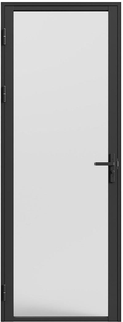 Vente-unique Omkeerbare deur in aluminium en mat gehard glas - H204 x B73 cm - Zwart - LOXTON