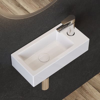 HOROW Wastafel - Wandmontage - Keramiek Wasbak - Glans Wit - 37x18x9 cm