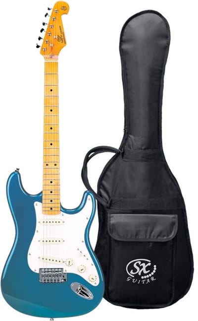 Elektrische gitaar - SX SST57-LPB - Retro Series 57 - ST-model - 3x Single Coil - Esdoorn toets - Lake Placid Blue - Inclusief gigbag
