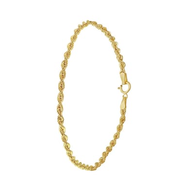 Lucardi Dames Armband koord - 14 karaat goud - Armband - Cadeau - 21 cm - Geelgoud
