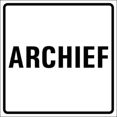 Archief sticker, wit zwart 100 x 100 mm