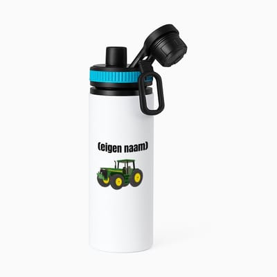 Hacebo® - Tractor waterfles met draaidop blauw - Boer - Boer of boerin - met eigen naam - leuk cadeau voor iemand die op de boerderij werkt - cadeau - kado - water fles - 850ML