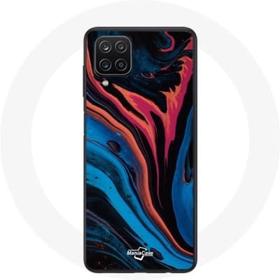 Samsung Galaxy A12 hoesje blauw zwart rood abstracte textuur achtergrond