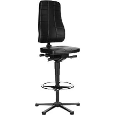 Bureaustoel All-in-One 9641, met glijder en opstapsteun, bekleding kunstleer, zwart