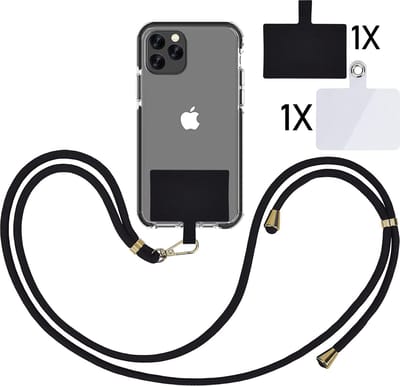 Casemania Universele Telefoonkoord - Verstelbare Telefoonketting - Koord voor Telefoon - Zwart