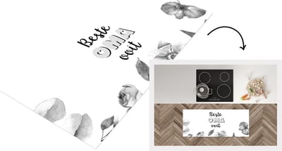 Keukenloper - Loper keuken - Spreuken - Quotes Beste Oma Ooit - Bloemen - Moederdag cadeautje - Oma - zwart wit - 120x50 cm - Keukenloper vinyl