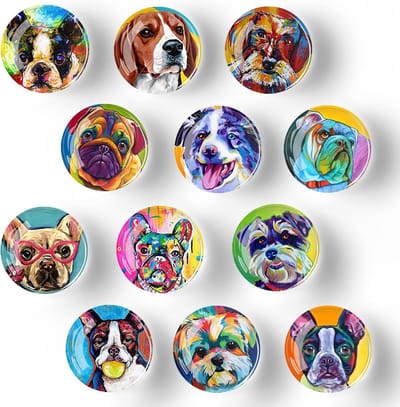 Kleurrijke Koelkastmagneten Met Hondenafbeeldingen - Set van 12 - Leuk Voor Kinderen - Geschikt voor Diverse Oppervlakken - Diameter 30 mm
