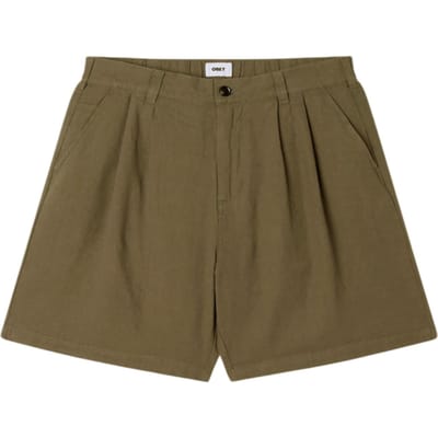Obey Foster pleated linnen short shorts shorts sartial linnen shorts breed been - rookachtige olijf