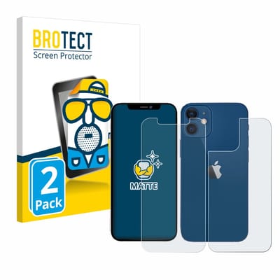 BROTECT - Screenprotector voor Apple iPhone 12 / 12 Pro (Voorkant + Achterkant) - Folie Beschermfolie matte 2 Stuks