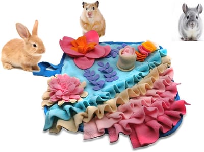Famanu – Konijnen foerageermat - konijntjessnuffelmat voor hamsters - puzzelspeelgoed - interactieve voedermatten voor cavia's - honden - egels - chinchilla's - fretten - kleine dieren - roze - S