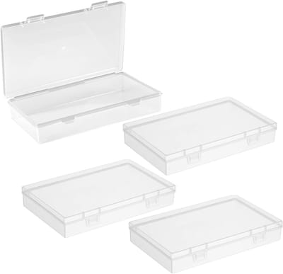 Set van 4 Kleine Opbergdozen, 14.5×8.8×3CM, Transparante Rectangulaire Plastic Organizer voor Sieraden, Accessoires en Kleine Voorwerpen