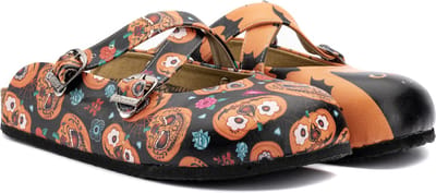 GOBY - Pumpkin - Slippers - Slipper - Klompen - Hoge kwaliteit - Handmade - Pompoenprint - Maat 35