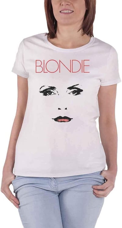 Officieel Blondie Staredown T-Shirt Dames Skinny Fit - Wit Katoen