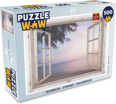 Puzzel Doorkijk - Strand - Palmboom - Legpuzzel - Puzzel 500 stukjes