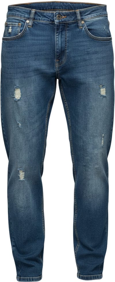 OMBRE Broek - Katoen - Rits - Effen Donkerindigo S