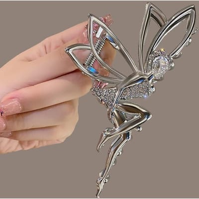Strass Elf Metalen Haarklauw voor Vrouwen Krab Clip Haarspeld Kristal Parel Haaraccessoires Glanzende Barrette Hoofdband Sieraden Geschenken zwart