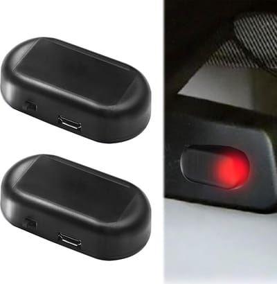 Alarmsysteem Auto - Waarschuwingslamp Dummy - Diefstalpreventie Voertuig - Zonne-energie Opladen - 2 Stuks - Rood