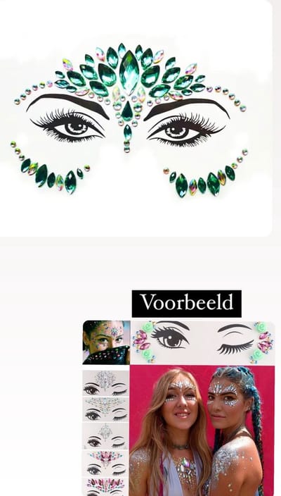 Akyol - Gezichtsjuwelen groen– gezichtsteentjes - gezicht glitters - body glitter – carnaval- plak diamantjes- diamantjes voor gezicht - bohemian feest - bohemian – festival – gezichtsdecoratie – feest – decoratie - glitter body - glitters gezicht
