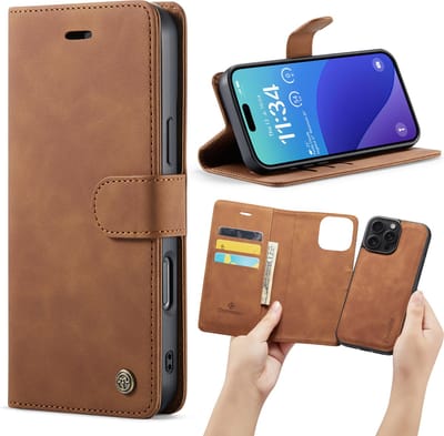 Casemania Hoesje Geschikt voor Apple iPhone 16 Pro - Sienna Brown - 2 in 1 Magnetic Book Case