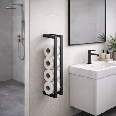 MIKEMADE Moderne Zwarte Toiletrolhouder/ Reserverolhouder – Wandgemonteerd – Staal – Zwart