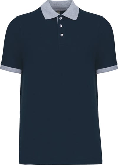Piqué-herenpolo tweekleurig Kariban Donkerblauw/Grijs - XXL