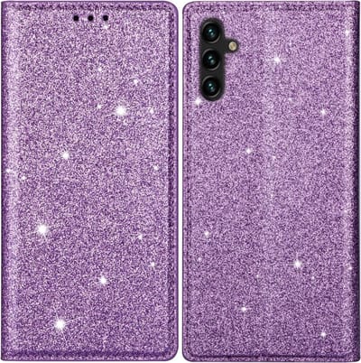 Coverup Hoesje - Geschikt voor Samsung Galaxy S25 Plus Hoesje - Coverup Glitter Book Case - Paars