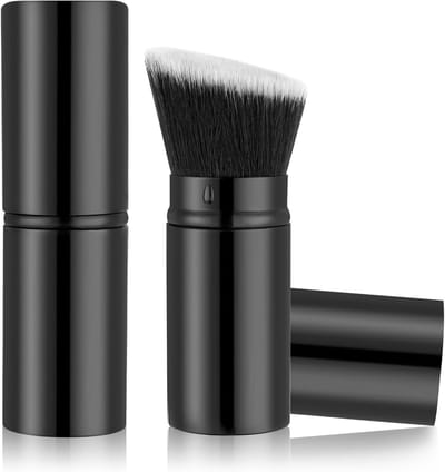 Kabuki Retractable Makeup Brush - Draagbare Poeder- en Blushkwast voor Vloeibare Crème en Gezichtsmakeup, Mini Formaat voor Gemakkelijk Gebruik